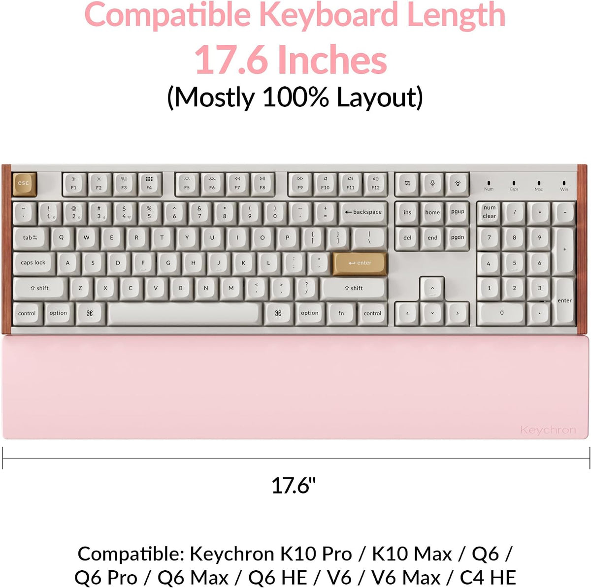 Silicone Wrist & Palm Rest, 12.89" Length – Supports 75% Compact Keyboard Series V1/V2/Q1/Q2/Q9 & Lemokey P1 (Pro/Max/HE) – Anti-Slip Base – Smooth & Washable - Black