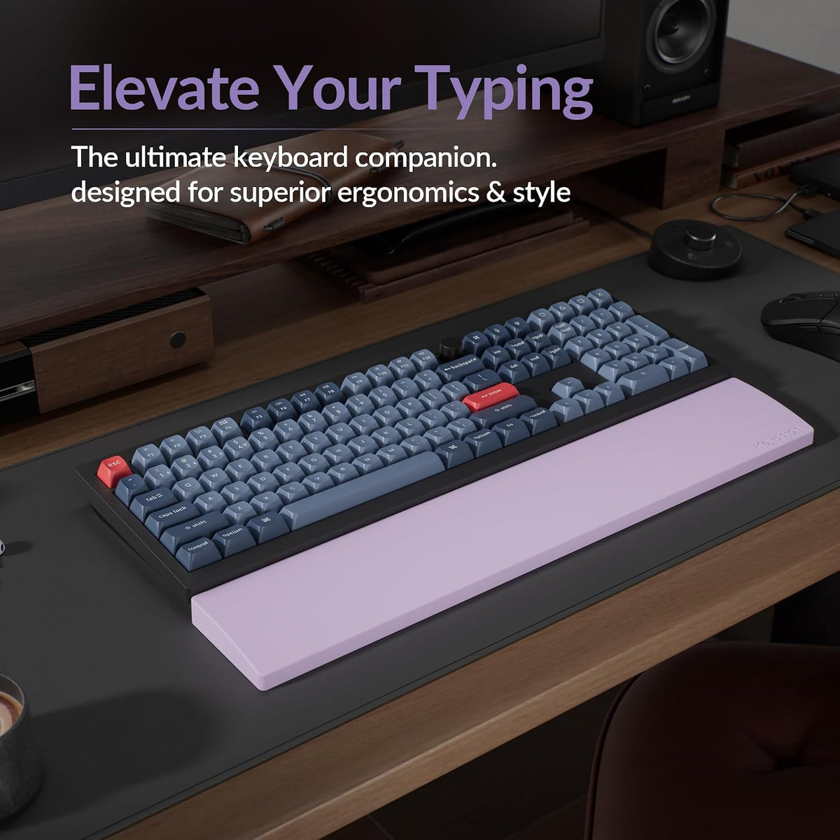 Silicone Wrist & Palm Rest, 12.89" Length – Supports 75% Compact Keyboard Series V1/V2/Q1/Q2/Q9 & Lemokey P1 (Pro/Max/HE) – Anti-Slip Base – Smooth & Washable - Black