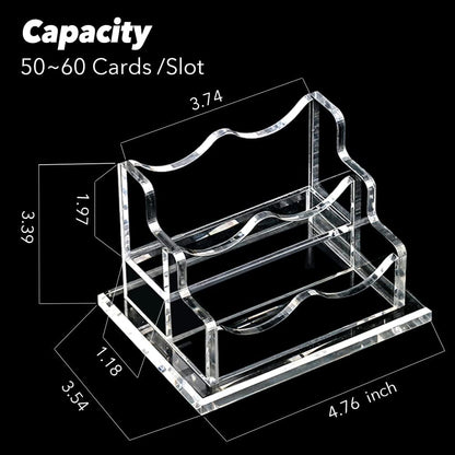PARTSPOWER Acrylic Business Card Holder for Desk, Horizontal Clear Business Name Card Display Stand, Desk Accessory Business Name Card Organizer (Horizontal, 2-Slot)