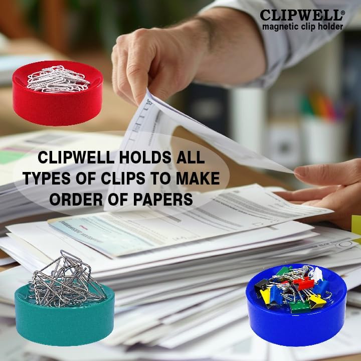 Inc. Clipwell Magnetic Paper Clip Holder - Easy Toss & Pick-Up - Holds Various Metal Parts - Powerful Sweep-Up Magnet - Ideal Locker Accessory & Home & Office Organizer - White