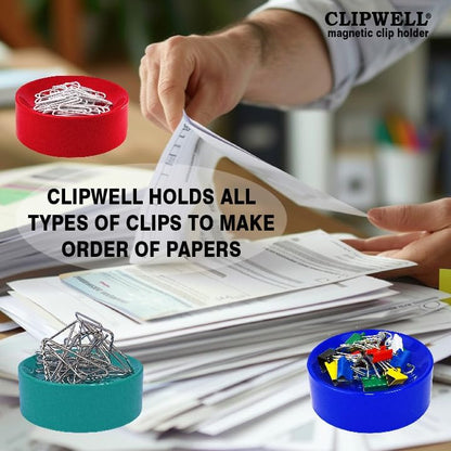 Inc. Clipwell Magnetic Paper Clip Holder - Easy Toss & Pick-Up - Holds Various Metal Parts - Powerful Sweep-Up Magnet - Ideal Locker Accessory & Home & Office Organizer - White