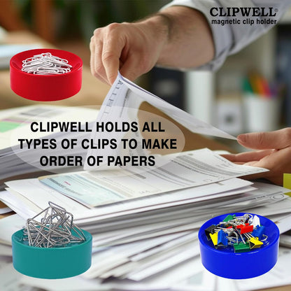 Inc. Clipwell Magnetic Paper Clip Holder - Easy Toss & Pick-Up - Holds Various Metal Parts - Powerful Sweep-Up Magnet - Ideal Locker Accessory & Home & Office Organizer - White