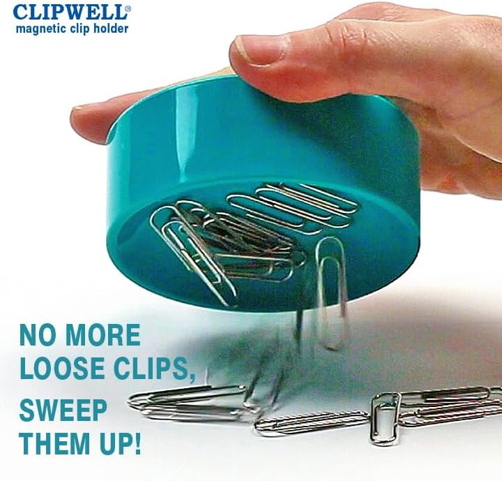 Inc. Clipwell Magnetic Paper Clip Holder - Easy Toss & Pick-Up - Holds Various Metal Parts - Powerful Sweep-Up Magnet - Ideal Locker Accessory & Home & Office Organizer - White