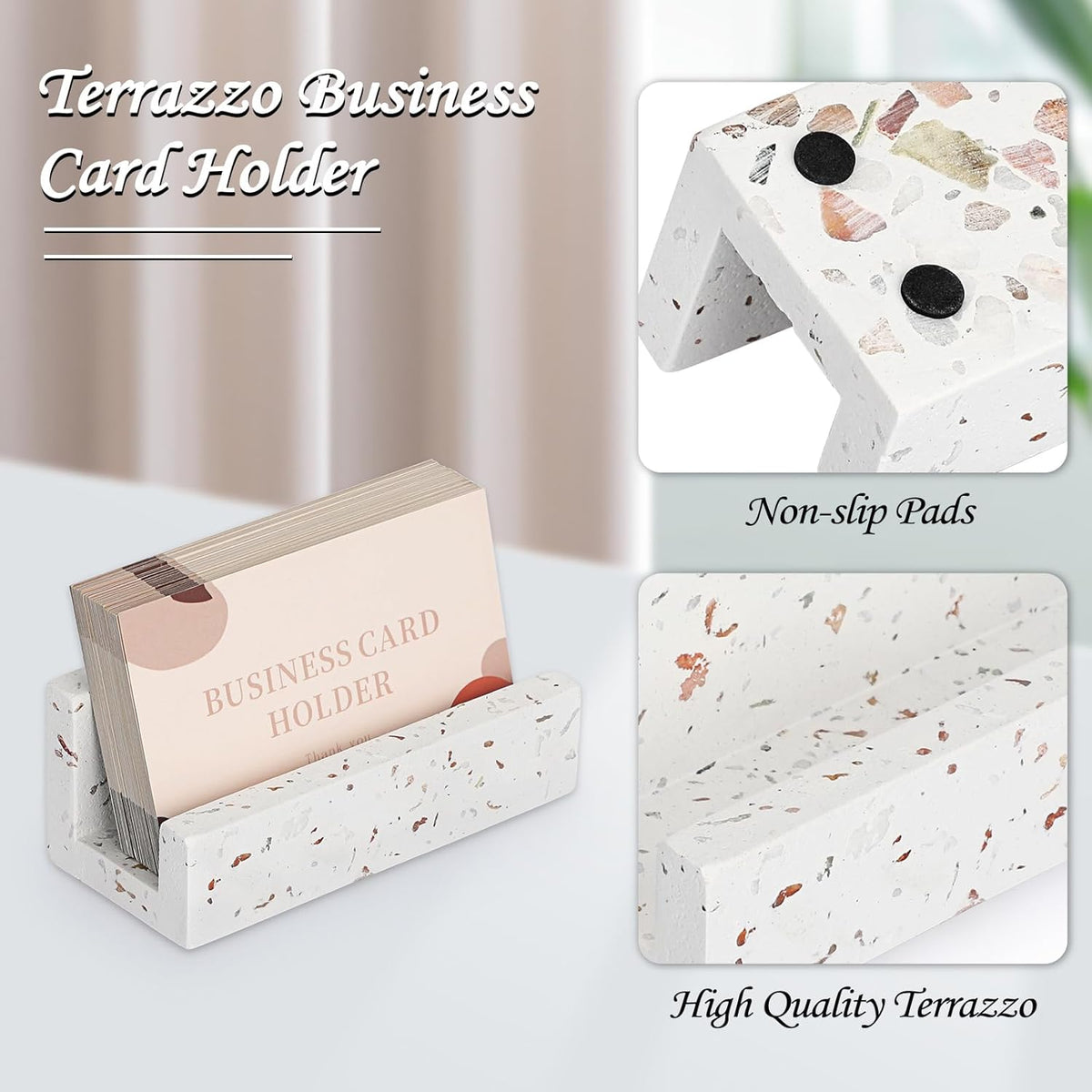 Business Card Holder for Desk Terrazzo Business Card Display Stand