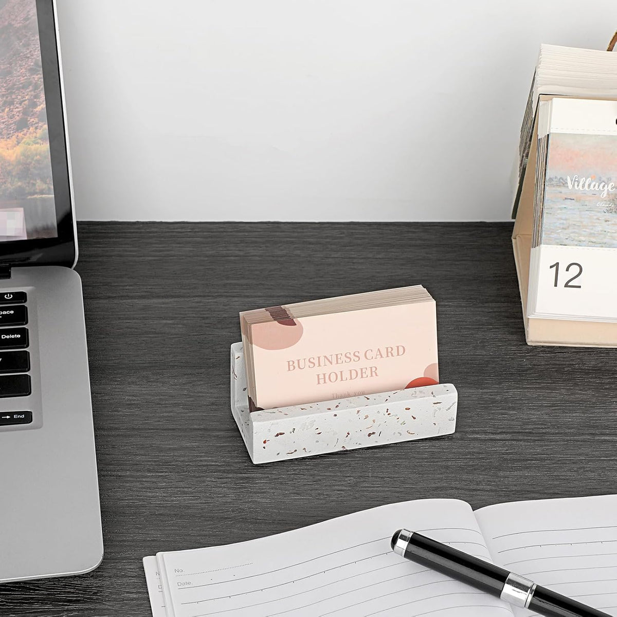 Business Card Holder for Desk Terrazzo Business Card Display Stand