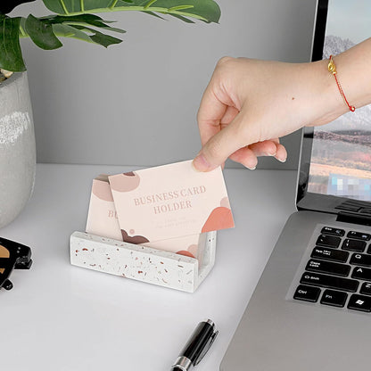 Business Card Holder for Desk Terrazzo Business Card Display Stand
