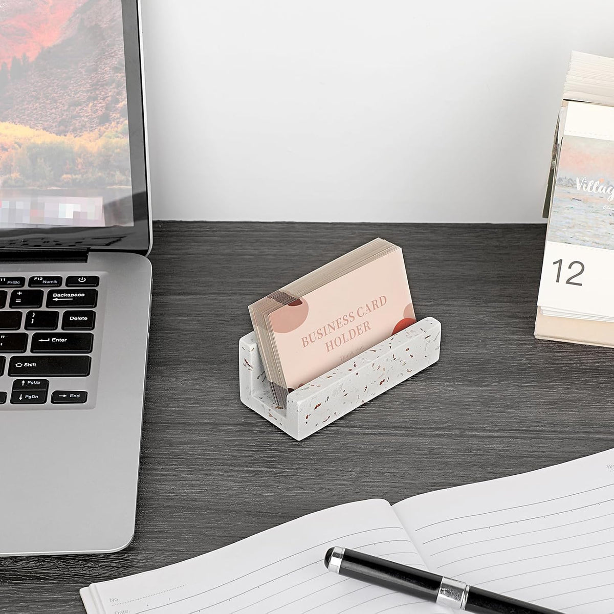 Business Card Holder for Desk Terrazzo Business Card Display Stand