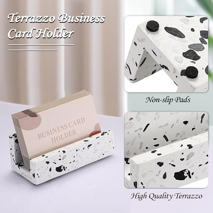 Business Card Holder for Desk Terrazzo Business Card Display Stand