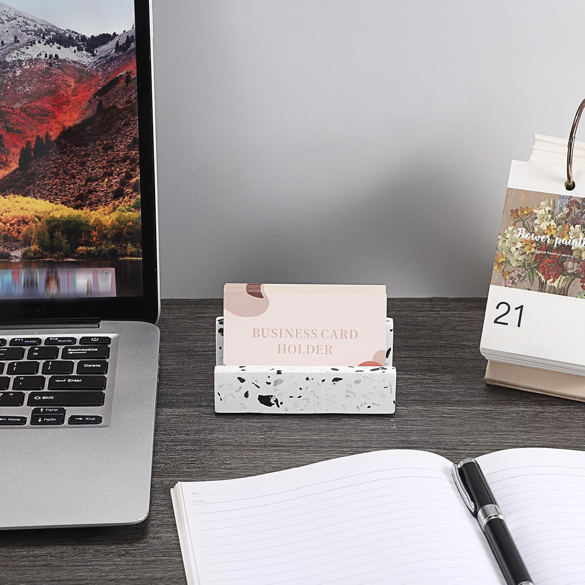 Business Card Holder for Desk Terrazzo Business Card Display Stand
