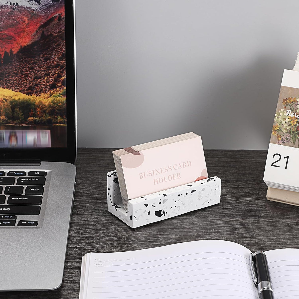 Business Card Holder for Desk Terrazzo Business Card Display Stand