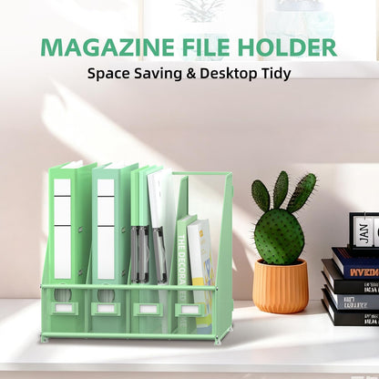 4-Compartment Magazine File Holder and File Organizer for Desk, Black