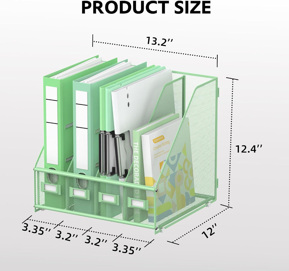 4-Compartment Magazine File Holder and File Organizer for Desk, Black