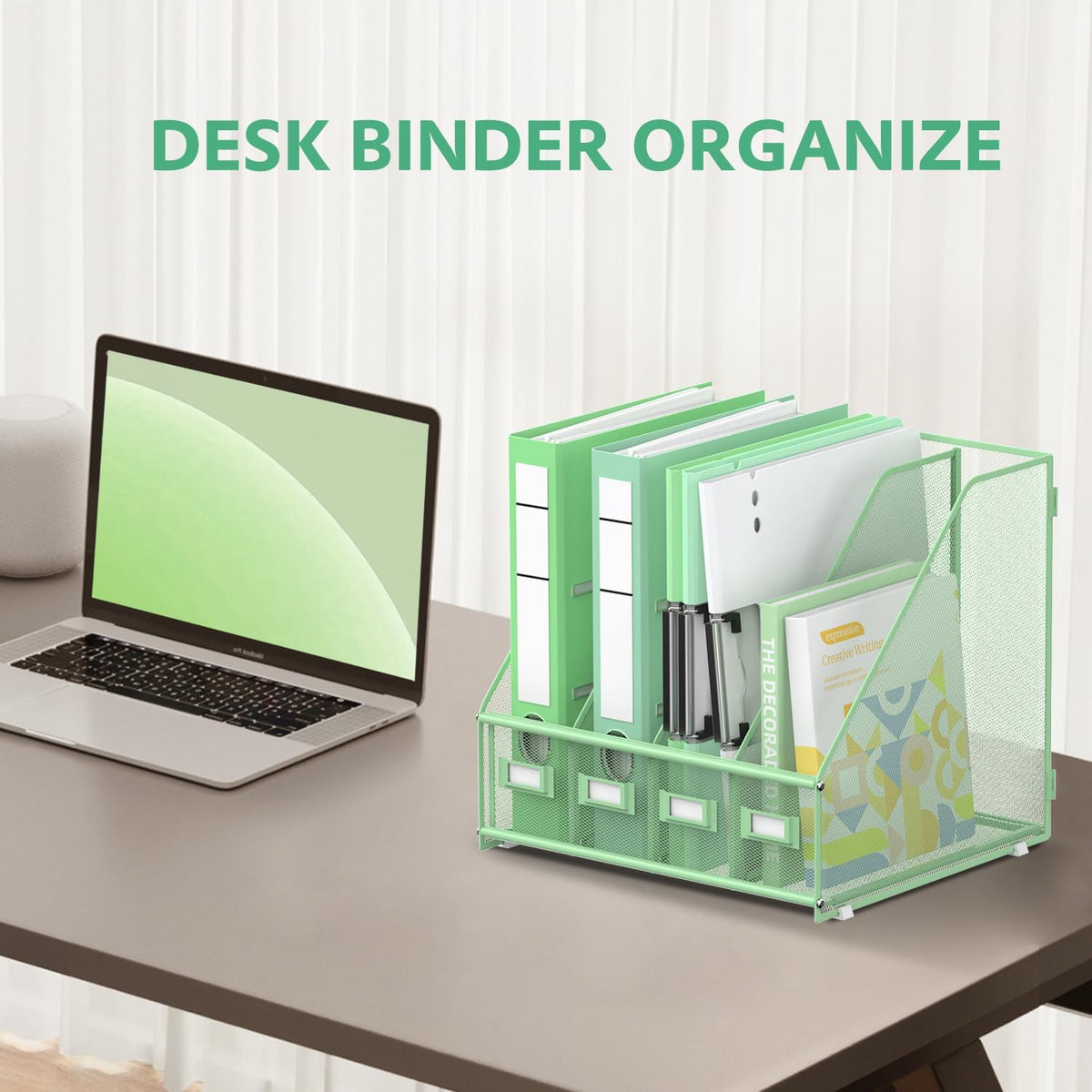 4-Compartment Magazine File Holder and File Organizer for Desk, Black