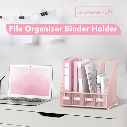 4-Compartment Magazine File Holder and File Organizer for Desk, Black