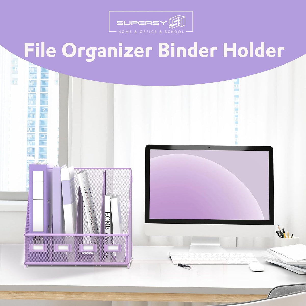 4-Compartment Magazine File Holder and File Organizer for Desk, Black