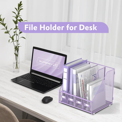 4-Compartment Magazine File Holder and File Organizer for Desk, Black