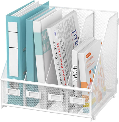 4-Compartment Magazine File Holder and File Organizer for Desk, Black