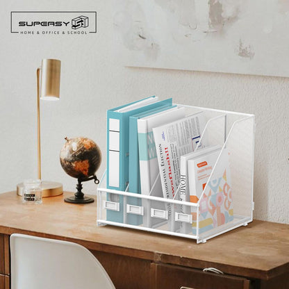 4-Compartment Magazine File Holder and File Organizer for Desk, Black