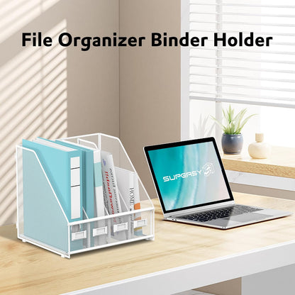 4-Compartment Magazine File Holder and File Organizer for Desk, Black