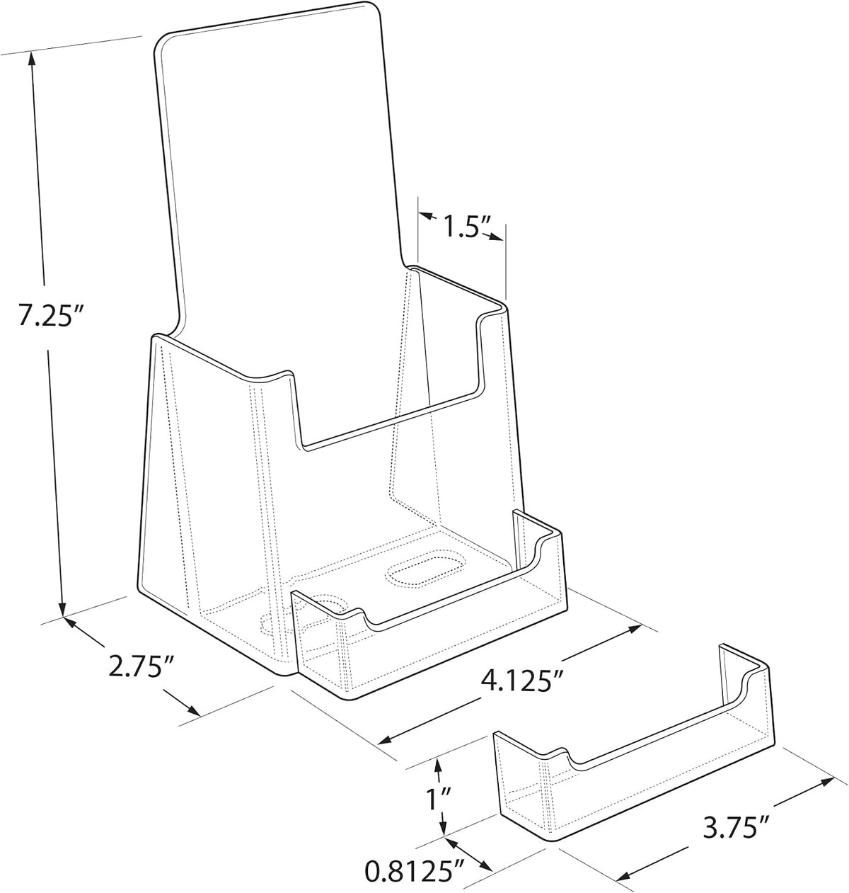 252922-2PK Counter Trifold Brochure Holder with Business Card Pocket, Clear