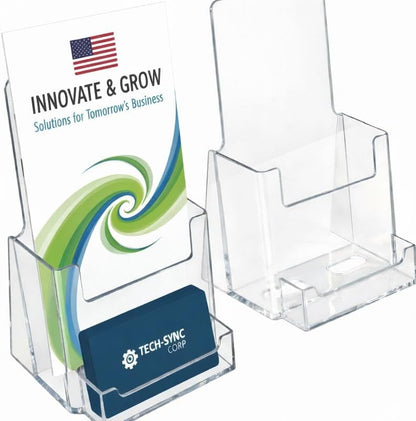 252922-2PK Counter Trifold Brochure Holder with Business Card Pocket, Clear