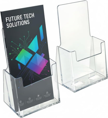 252922-2PK Counter Trifold Brochure Holder with Business Card Pocket, Clear