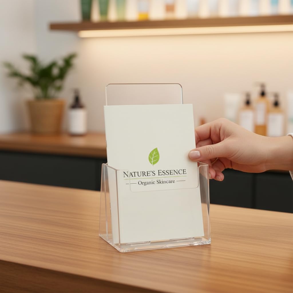 252922-2PK Counter Trifold Brochure Holder with Business Card Pocket, Clear