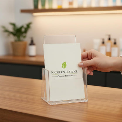 252922-2PK Counter Trifold Brochure Holder with Business Card Pocket, Clear