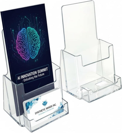 252922-2PK Counter Trifold Brochure Holder with Business Card Pocket, Clear