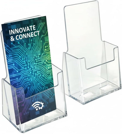 252922-2PK Counter Trifold Brochure Holder with Business Card Pocket, Clear