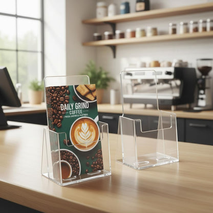 252922-2PK Counter Trifold Brochure Holder with Business Card Pocket, Clear