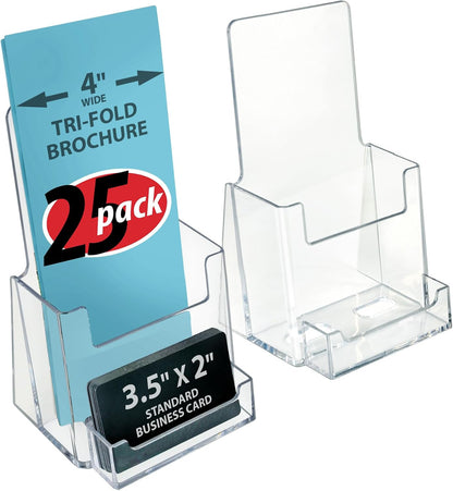 252922-2PK Counter Trifold Brochure Holder with Business Card Pocket, Clear