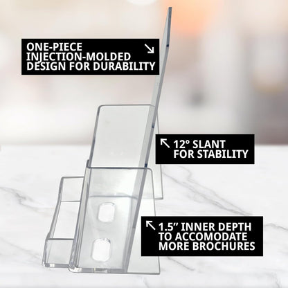 252922-2PK Counter Trifold Brochure Holder with Business Card Pocket, Clear