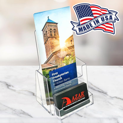 252922-2PK Counter Trifold Brochure Holder with Business Card Pocket, Clear