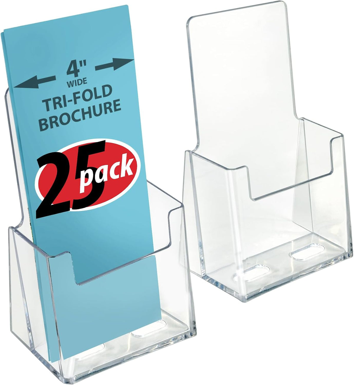 252922-2PK Counter Trifold Brochure Holder with Business Card Pocket, Clear