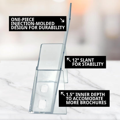 252922-2PK Counter Trifold Brochure Holder with Business Card Pocket, Clear