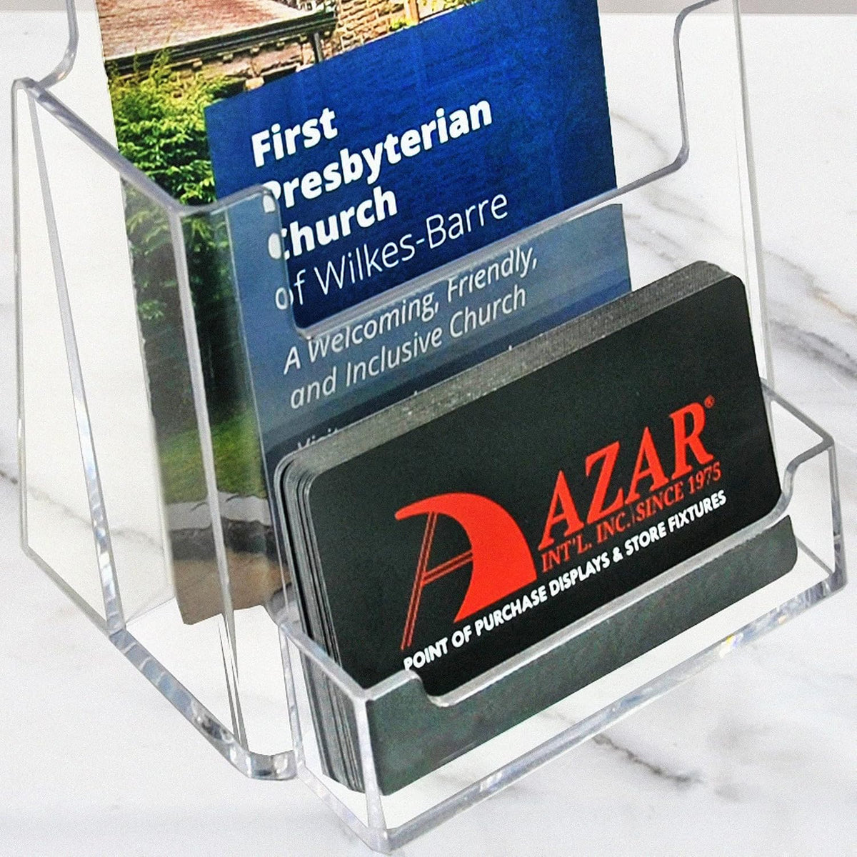 252922-2PK Counter Trifold Brochure Holder with Business Card Pocket, Clear