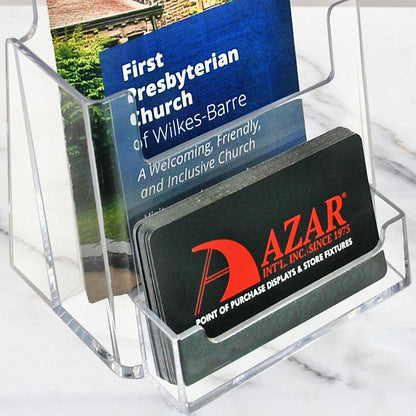 252922-2PK Counter Trifold Brochure Holder with Business Card Pocket, Clear