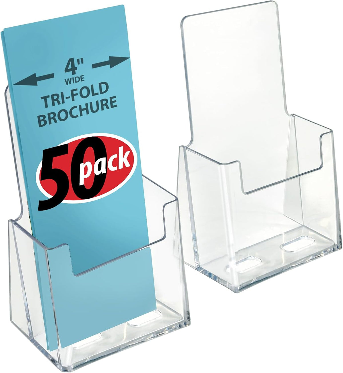 252922-2PK Counter Trifold Brochure Holder with Business Card Pocket, Clear