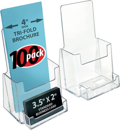 252922-2PK Counter Trifold Brochure Holder with Business Card Pocket, Clear