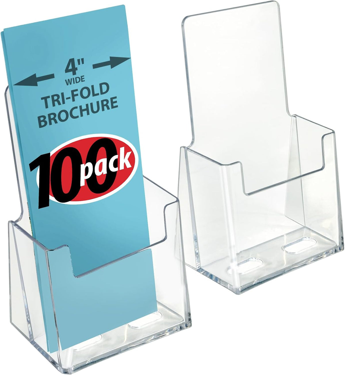 252922-2PK Counter Trifold Brochure Holder with Business Card Pocket, Clear