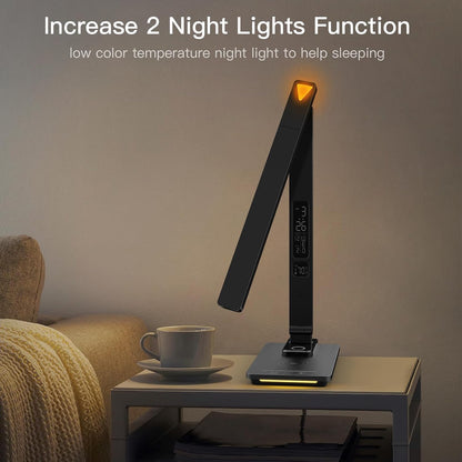 LAOPAO Desk Lamp with Wireless Charger: USB Charging Port, Table Lamp with Clock, Desk Lamps for Home Office College Dorm Room Essentials
