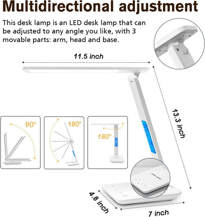 LAOPAO Desk Lamp with Wireless Charger: USB Charging Port, Table Lamp with Clock, Desk Lamps for Home Office College Dorm Room Essentials
