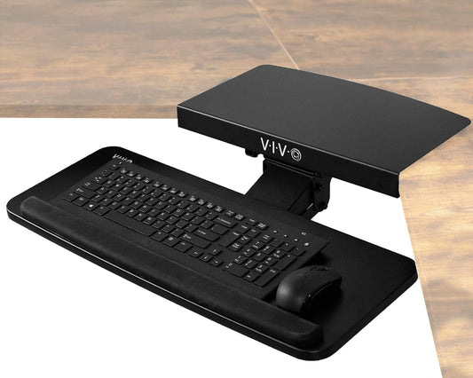 Black Under Desk Corner 25 x 10 inch Keyboard Tray, MOUNT-KB03B