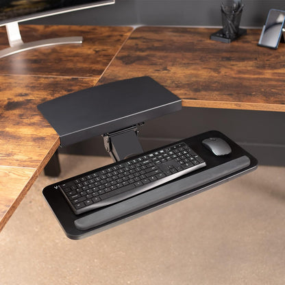 Black Under Desk Corner 25 x 10 inch Keyboard Tray, MOUNT-KB03B