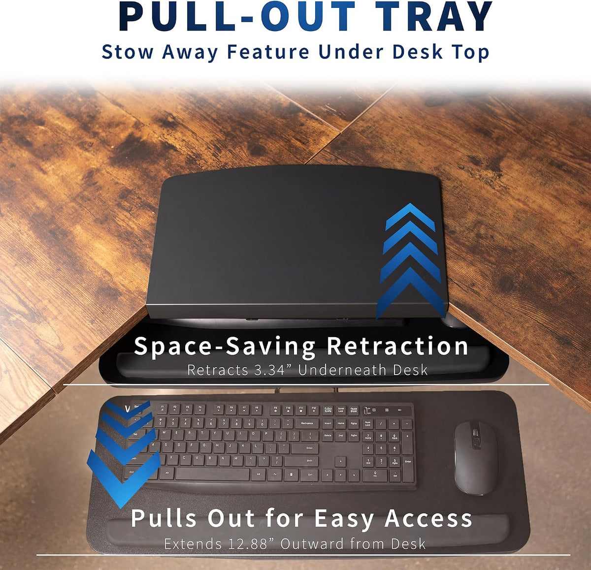 Black Under Desk Corner 25 x 10 inch Keyboard Tray, MOUNT-KB03B