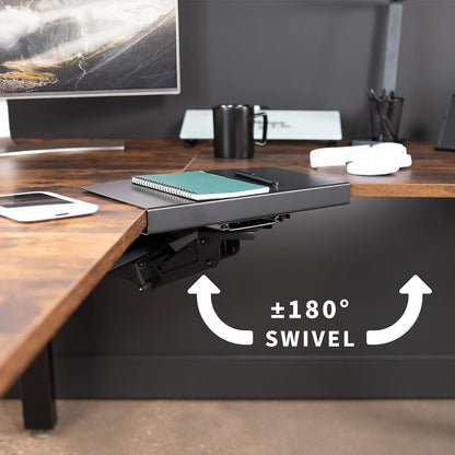Black Under Desk Corner 25 x 10 inch Keyboard Tray, MOUNT-KB03B