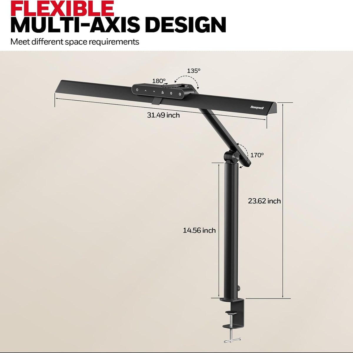 Honeywell HJ1 Sunturalux LED Clamp Desk Lamp 1200LM for Home Office