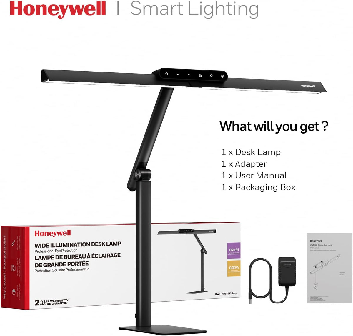 Honeywell HJ1 Sunturalux LED Clamp Desk Lamp 1200LM for Home Office