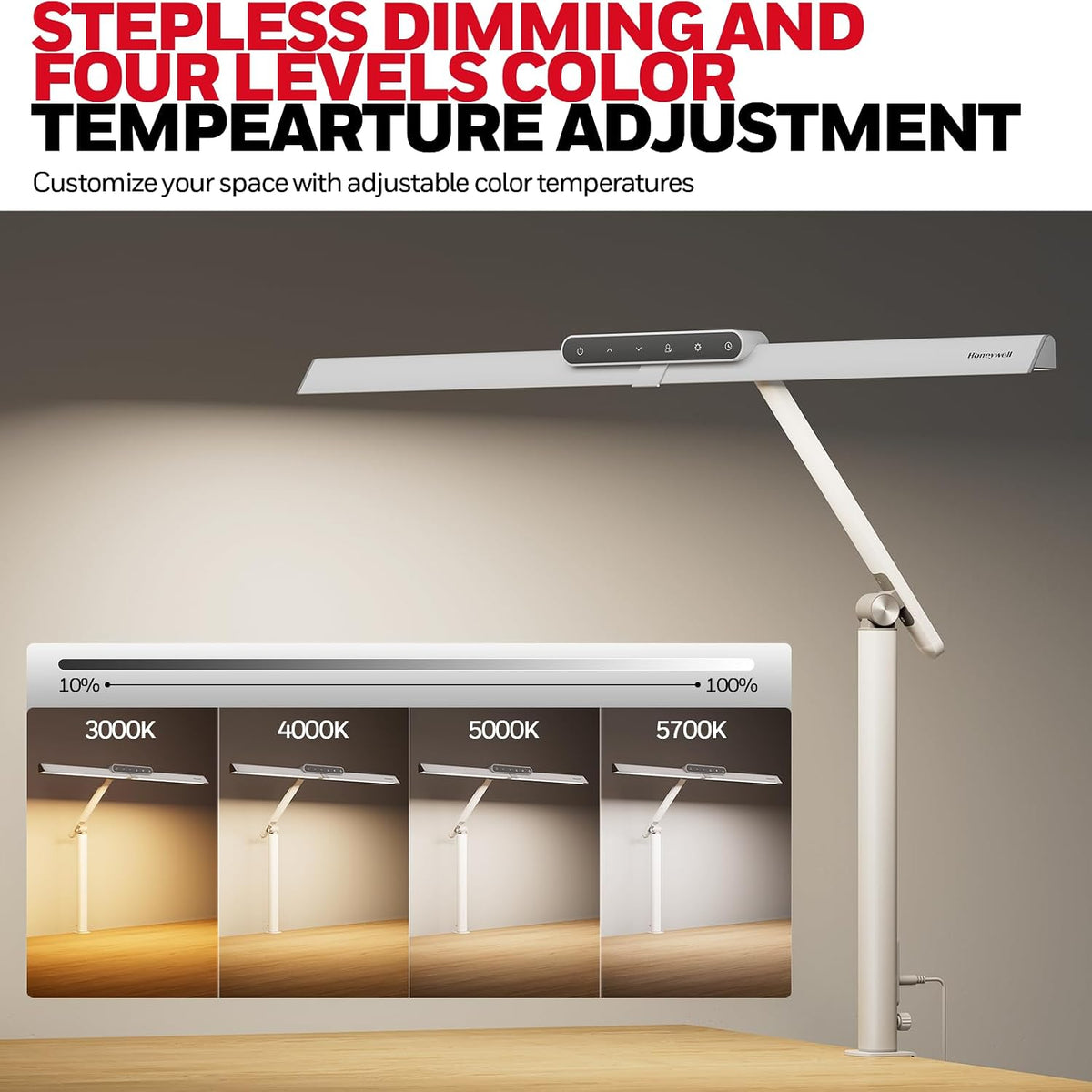 Honeywell HJ1 Sunturalux LED Clamp Desk Lamp 1200LM for Home Office